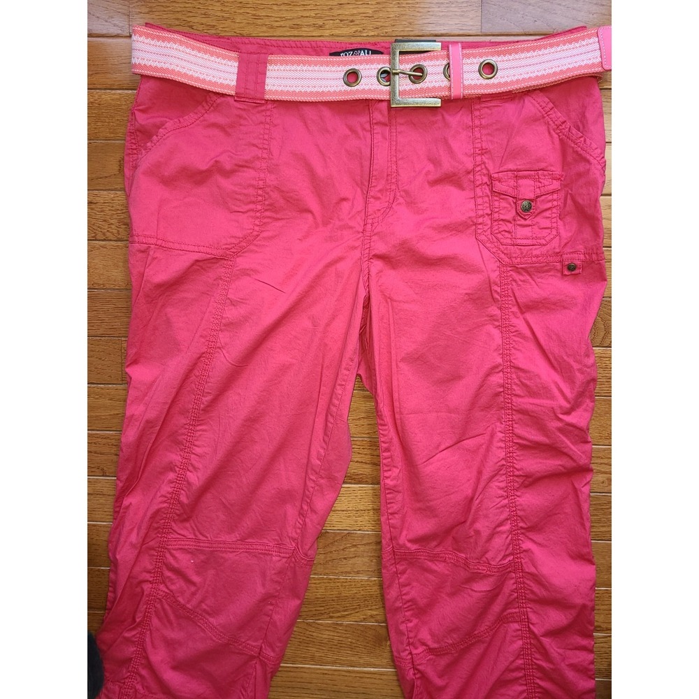 NWT Dressbarn Roz & Ali Sz 16W Hot Pink Cropped Drawstring Leg Capris &‎ Belt